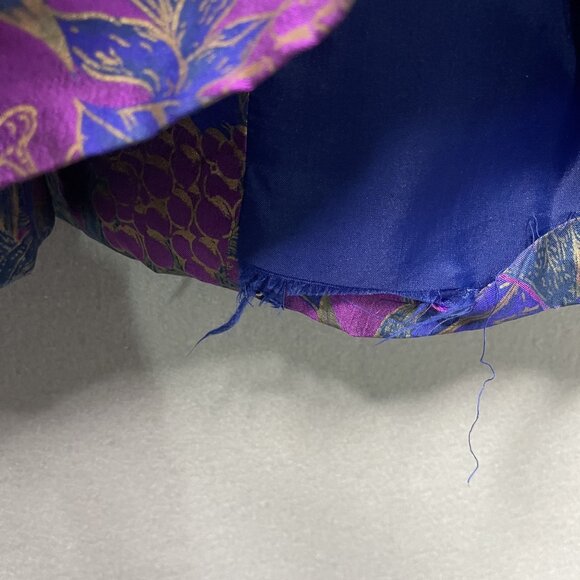 Vintage First Thaisilk Womens Floral Blazer Jacket 100% Silk Purple/Gold/Blue M - Picture 8 of 8